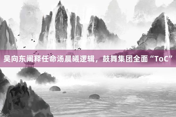 吴向东阐释任命汤晨曦逻辑,鼓舞集团全面“ToC”